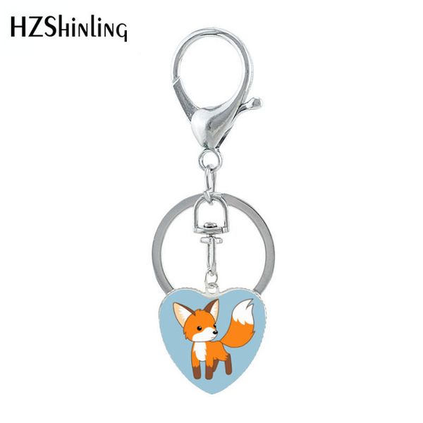 

hzshinling new cute cartoon glasses sleep fox key chain jewelry glass dome pendants women children gifts fashion jewelry, Silver
