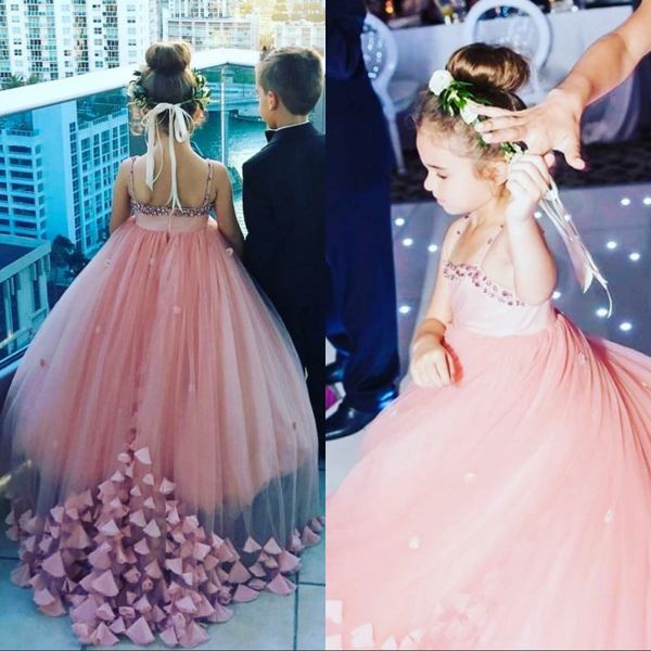 

bling beaded rhinestone jewel neck sleeveless little girls pageant gowns buttons back long tulle flower girls dresses for weddings, White;blue