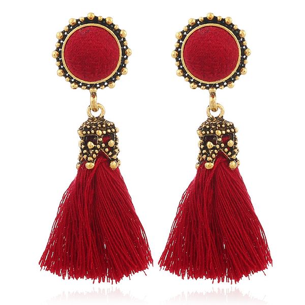 

2018 bohemian big tassel earrings for women lady female fringe earring handmade brincos statement new earings fashion jewelry, Golden;silver