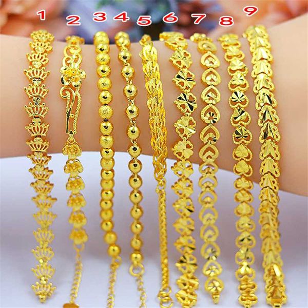 

african gold bracelets for women chain bracelet & bangles 8 inch pulseira femme wedding bridal jewelry accessories birthday gift, Black