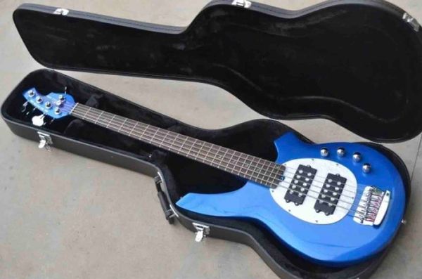 

custom built shop blue 5 string bongo bass guitar music stingray