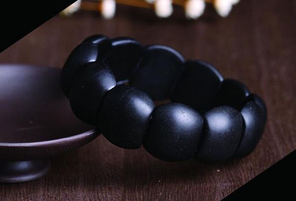 

100% real natural black jade sibin bian stone needle byanshi bianshi si bin hand row brief bracelet health care