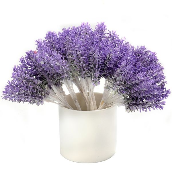 

6pcs/lot artificial flowers romantic mini plastic lavender for wedding christmas home decoration diy handcraft gift fake flowers