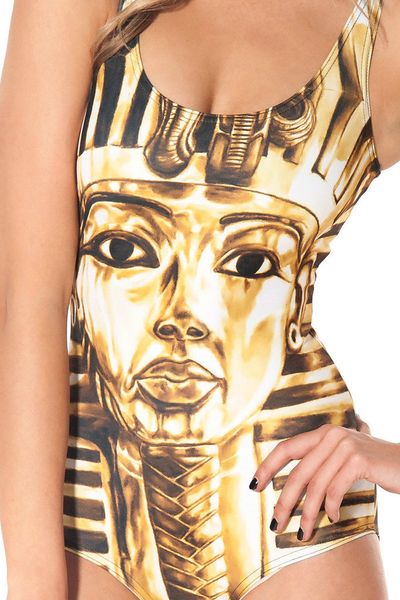 

golden egyptian pharaoh-like swimsuit, Black;white