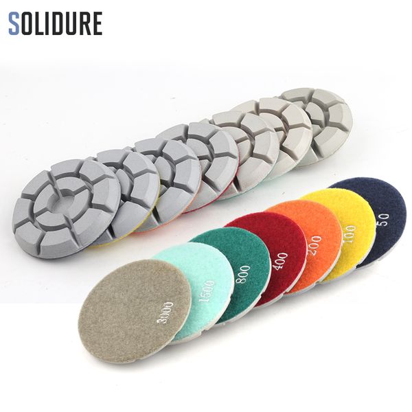 

7pcs/set 4" diamond concrete floor polishing pads white floor grinding for polisher stone concrete abrasive tool
