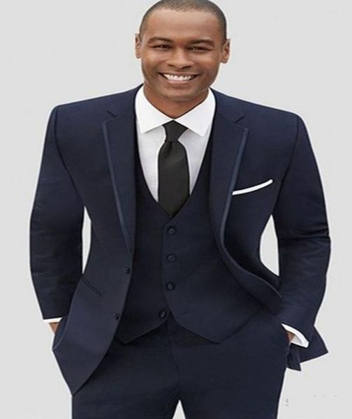 

fashion navy blue groom tuxedos notch lapel groomsmen wedding dress excellent man jacket blazer 3 piece suit(jacket+pants+vest+tie) 1066, Black;gray