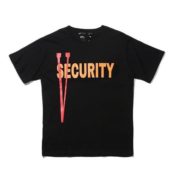 

security printed women men t shirts hiphop streetwear friends cotton short sleeve big v logo women t shirt, White