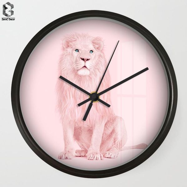 

creative art wall clock cartoon sweet lion for kids room wall decor nursery decorative mute quartz clocks home decoration