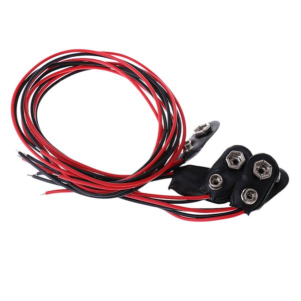 

3шт 31см длина провода черного кожезаменитель зажимы 9в батарея пряжка соединители