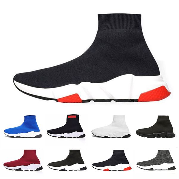 

2019 New Speed Trainer Mens Runner Shoes Womens Speed Runner Race Black White Red Sock Shoes Fashion Designer Boots Paris Trainers 36-45