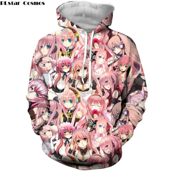 

plstar cosmos 2018 new fashion men women hoodies anime luka megurine 3d print hoodie harajuku casual hooded sweatshirt, Black