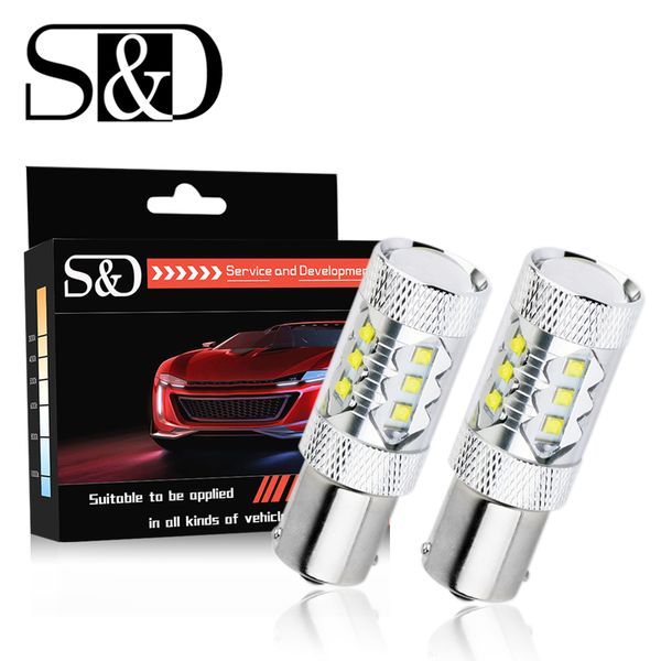 

2pcs 1156 ba15s 80w r10w led chips car fog bulb p21w lamp vehicles turn signal tail brake lights light source s25 r5w led d025