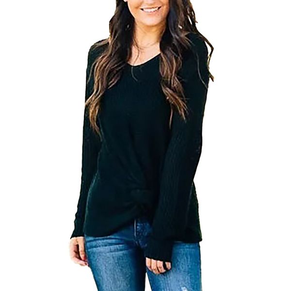 

fashion simple pullover women long sleeve o neck knitted sweater fitness solid color womens sweaters 2018 winter, White;black