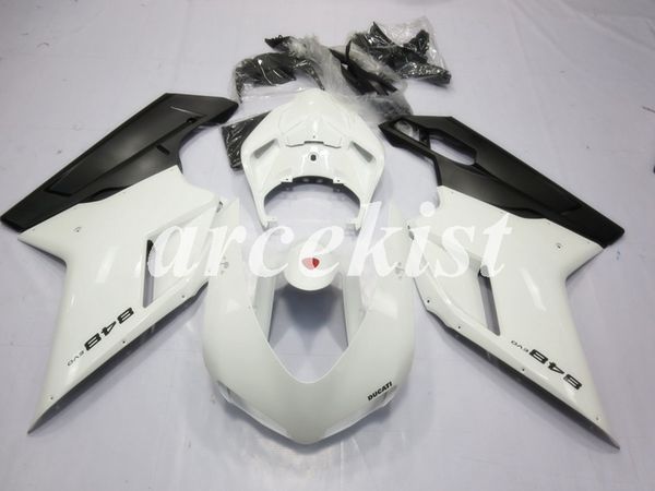 

новый abs инъекция полный комплект обтекатели, пригодный для ducati 848 evo 1098 1198 1198s 2007 2008 2009 2010 2011 2012 body набор белого