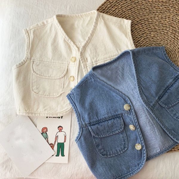 

2020 vest children's autumn clothing children's clothing for boys and girls korean style denim pocket casual all-match vest 2, Camo