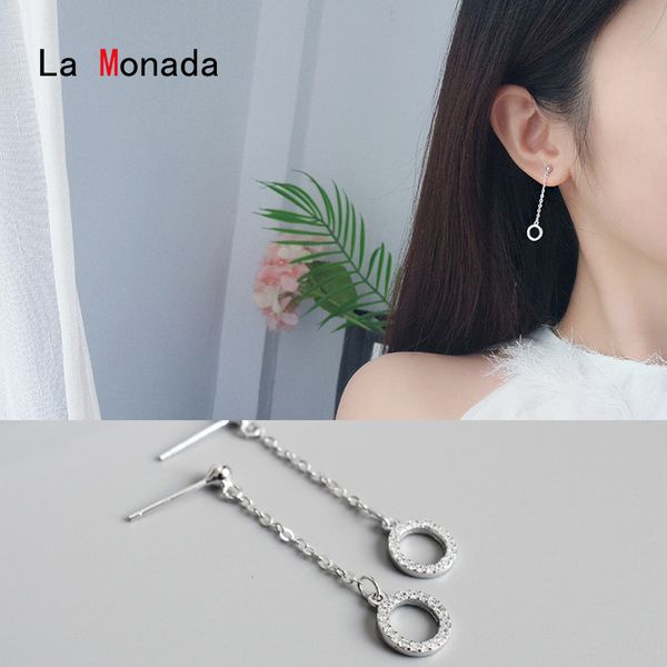

la monada circle unique dangle drop silver earrings fashion 925 sterling silver jewelry for women hanging korean earrings