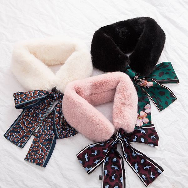 

new womens winter faux fur scarf leopard print cute ball collar shawl thicken warmer women 2019