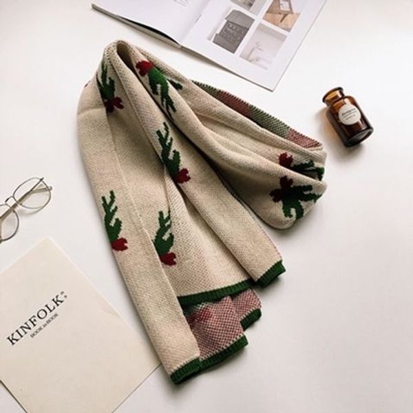 

christmas gift japanese knitted wool scarf female winter korean student long thick thick wild scarf, Blue;gray