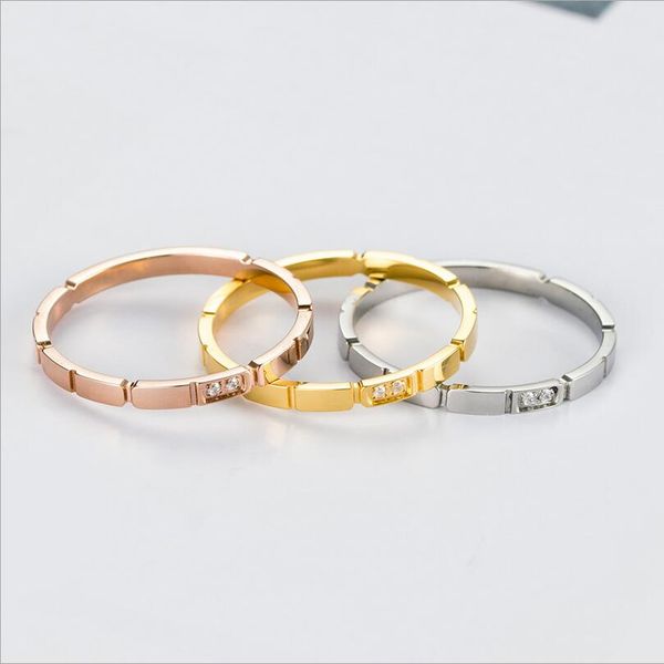 

fashion 2mm wedding band couple stainless steel bamboo joint crystal rhinestone engagement ring women men's size 4-9, Silver