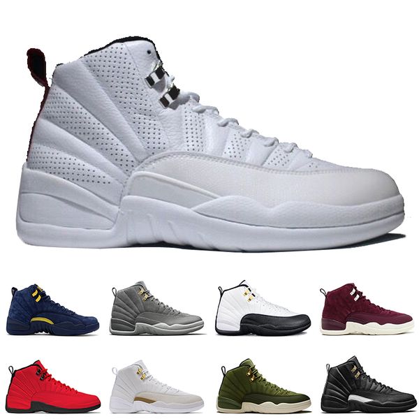 

wholesale 12 12s playoffs men basketball shoes xii 12s michigan wings ovo black white black nylon men sports sneakers women us7-13, White;red