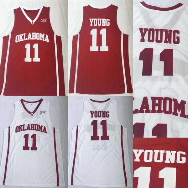 

ncaa trae young 11 oklahoma sooners jerseys university basketball trae young college jersey sale team red color away white sport uniform, Black