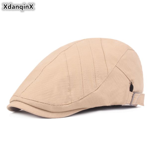 

xdanqinx men's 100% cotton berets autumn simple fashion sports caps young women tongue snapback cap adjustable size couple hats, Blue;gray