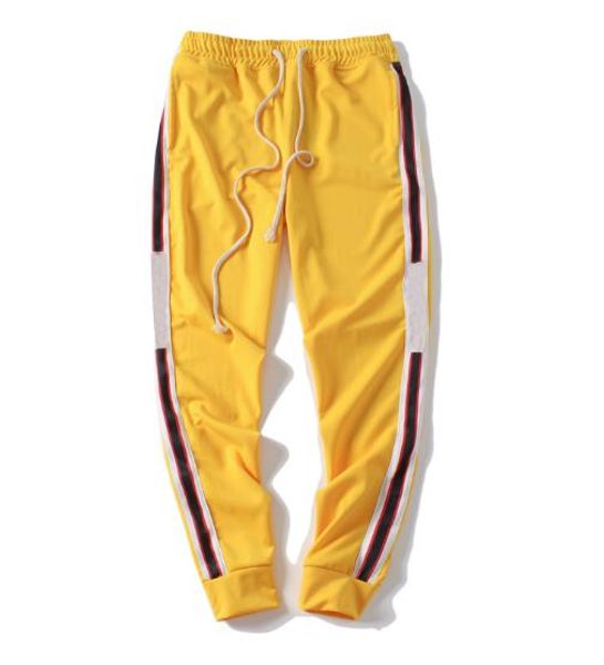 

men designer luxury jogger pants casual drawstring sports pants fashion 4 colors side stripe joggers men clothing, Black