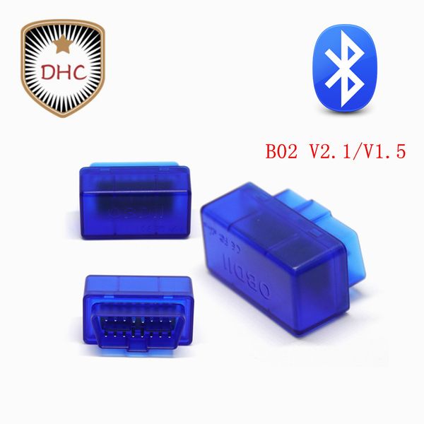

100pcs/lot b02 v2.1 elm327 bluetooth car diagnostic scanner elm 327 v2.1 16 pin interface obd2 bluetooth scan tool for android