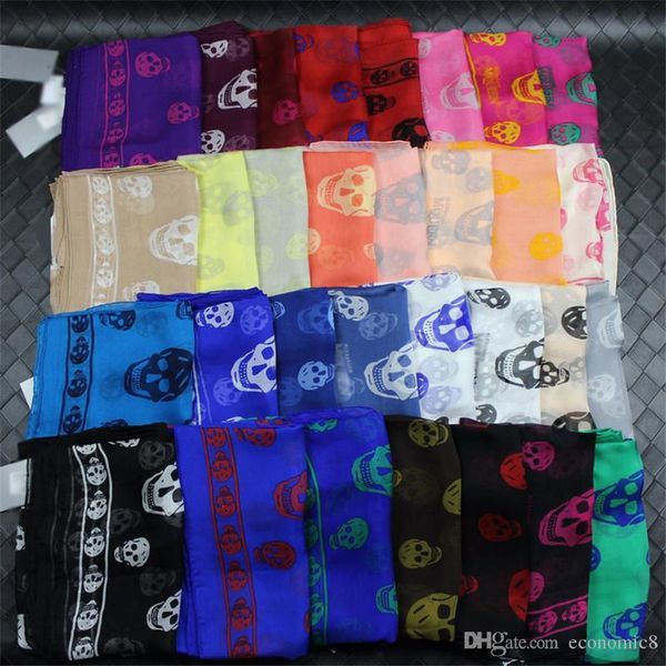 

brand designer skull scarf for women and men 100% pur silk satin fashion women brand scarves pashmina shawls dhl free, Blue;gray