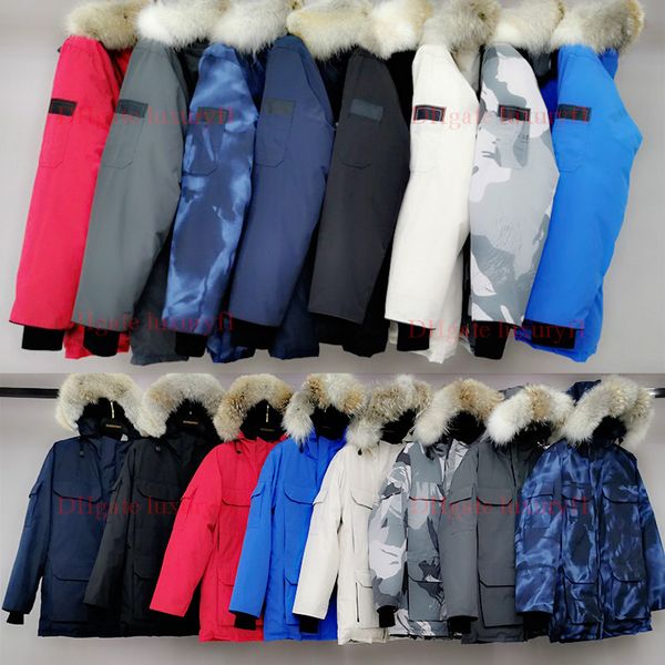 

wolf fur canada brand winter men women expediti0n down parkas hoodie jacket coat parka thicken hooded jackets puffer cg sellers, Black