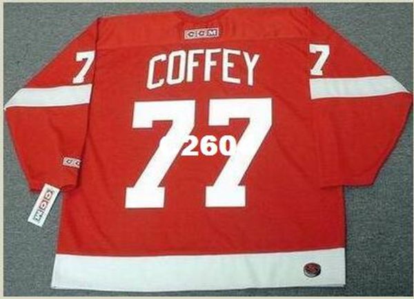 

men #77 paul coffey detroit red wings 1995 ccm retro away hockey jersey or custom any name or number retro jersey, Black;red