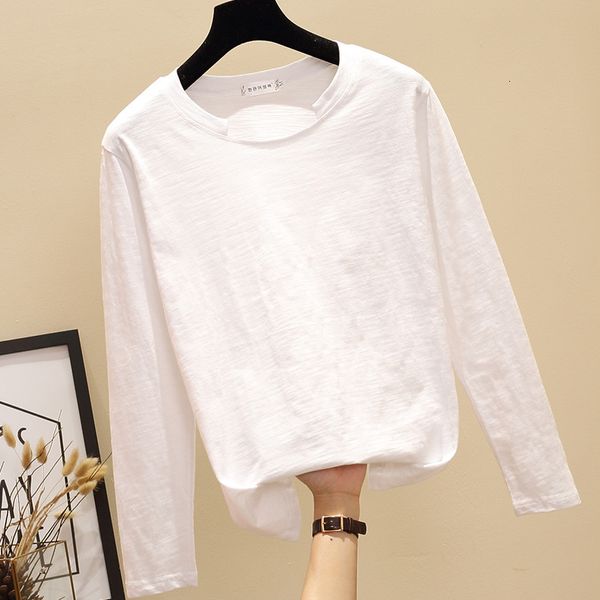 

2019 pure bamboo joint cotton white t pity woman long sleeve jacket korean fan all-match easy rendering unlined upper garment, White;black