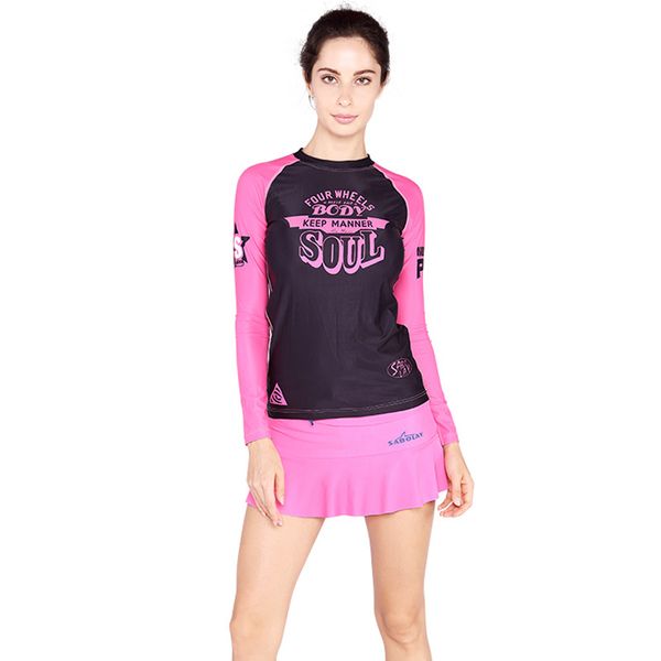 

quick dry rush guards tshirt for women upf 50+ sun protection swimwear female long sleeve close-fitting rushguard vy001