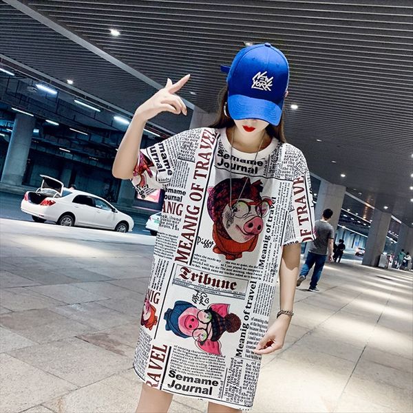 

large size mesh t-shirt female 2020 printed short-sleeved quick-drying clothes breathable midi ice silk base shirt, White