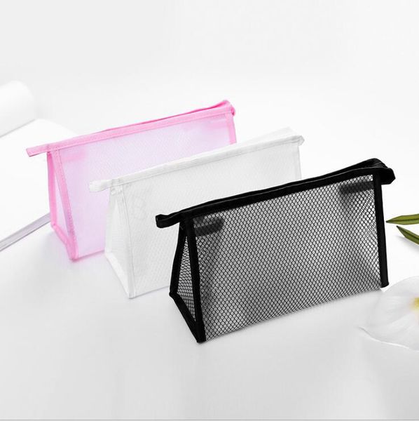

grid transparent cosmetic bag women travel function makeup bag zipper make up organizer storage pouch toiletry beauty wash case in