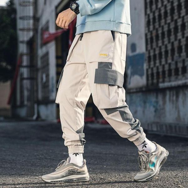 

men's pants iidossan 2021 multi pockets cargo men patchwork casual joggers women harajuku streetwear trousers hip hop overalls, Black