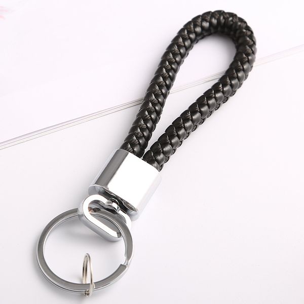 

2019 handmade leather rope braided for bags metal key ring key chains men or women chain cover auto keyring gifts, Silver