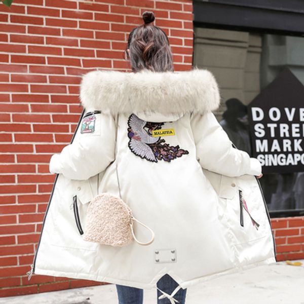 

thick winter jacket long women's jacket fur collar large size cotton women's park loose winter women winter 2019 coats y190926, Black;white
