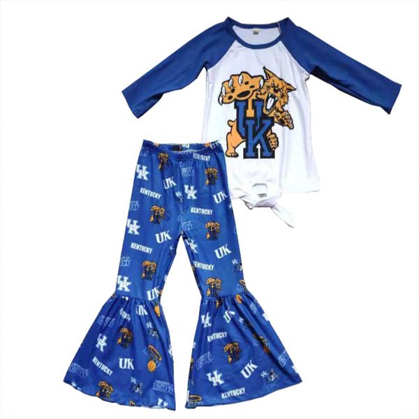 

children long sleeve set selling the university football team girl outfits, White