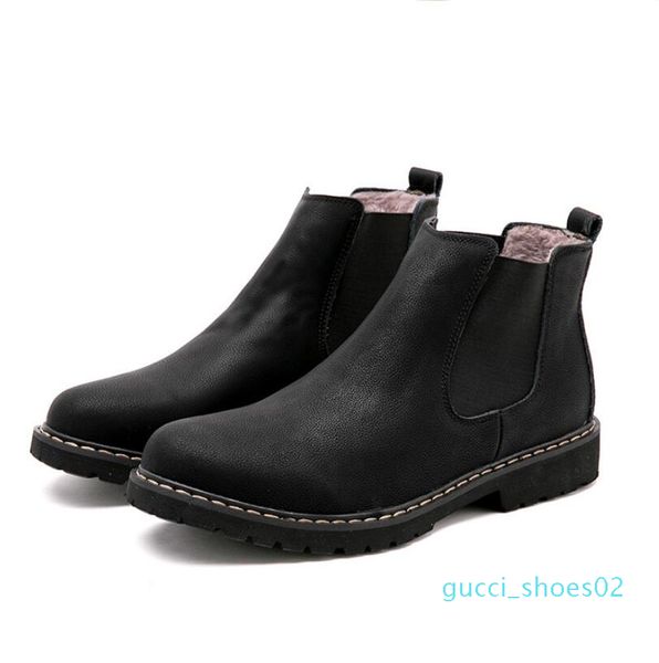 

plus size 38-45 winter mens designer shoes black leather footwear warm plush fur for men 8z-610 g02