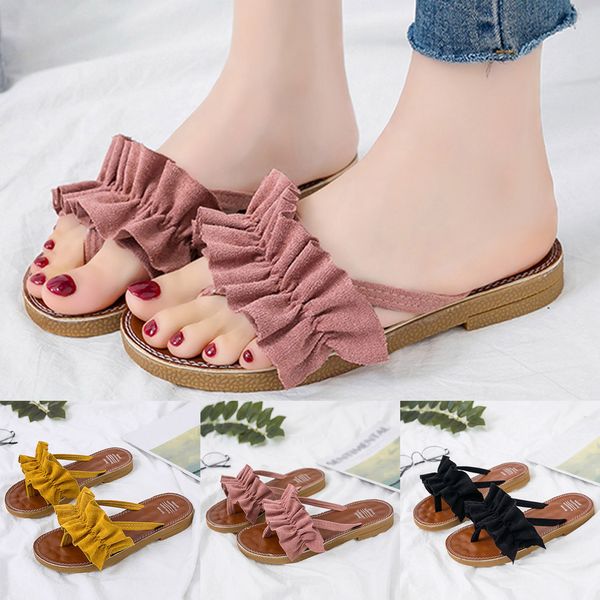 

fashion ladies slippers flat jelly shoes bow v toe sandals beach shoes summer rivet slippers thong chanclas mujer#20, Black