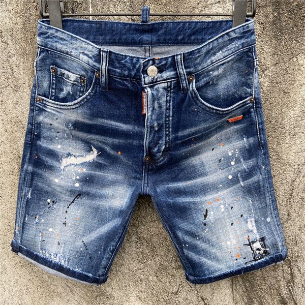 

sumeer fashion new men designer slim ripped black denim shortsjeans bleached retro hip jeans hole jeans size 28-38, Blue