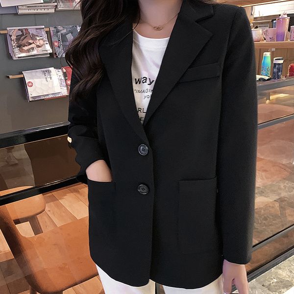 

2020 new women's jacket small suit autumn fashion loose long sleeve single breasted ladies suit blazer female office jacket top, White;black