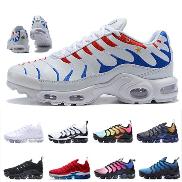 

2019 Новый TN Plus мужчины кроссовки тройной черный белый закат фото Синий Волк серый США дизайнерская обувь женщины спортивные кроссовки тренеры 36-45