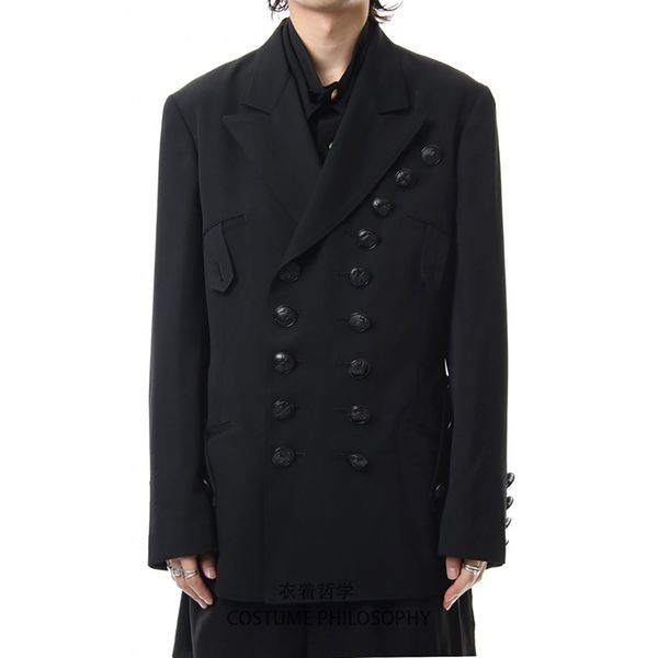 

s~6xl customizable new men's clothing yamamoto personality loose suit two double-breasted simple casual suit, White;black