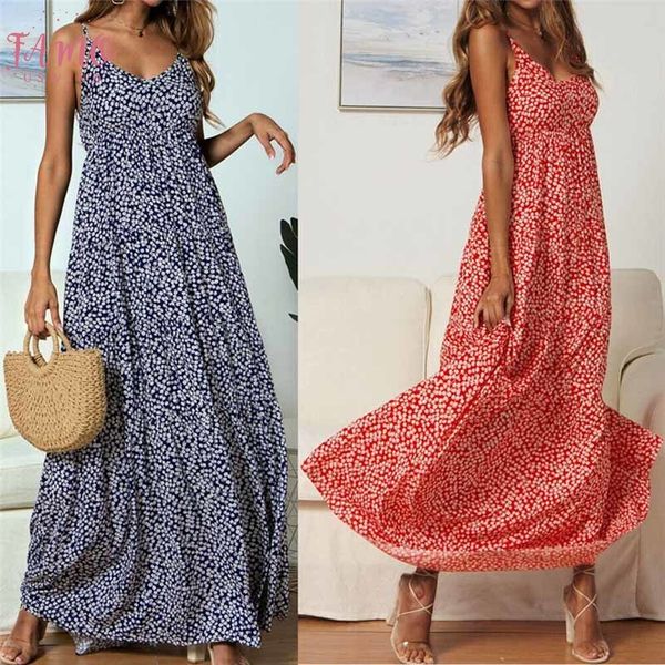 

2020 casual boho empire dresses sleeveless strap v neck floral printed holiday maxi dresses new arrival, Black;gray