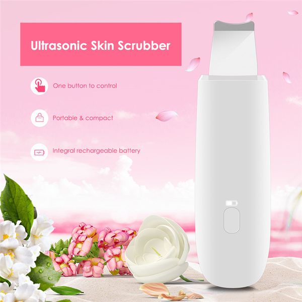 Recarregável Ultrasonic Skin Scrubber Facial Pene Cleaner Peeling Vibração Sujeira Acne Blackhead Removedor Face Levantando Ferramenta de Branqueamento