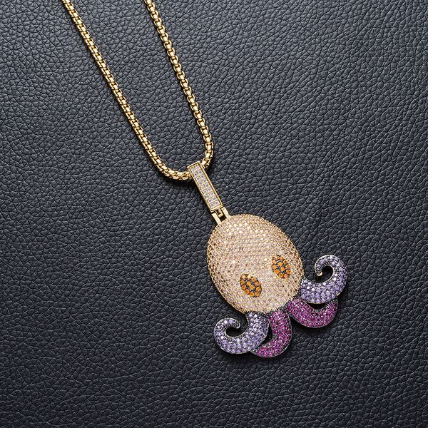 

циркон-инкрустированные hiphop ожерелье медь малый octopus hip hop подвеска hiphop rap украшения, Silver