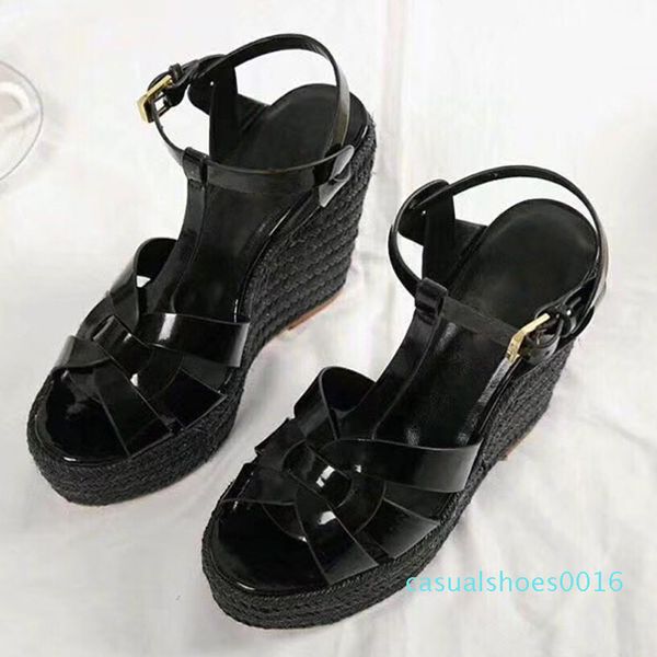 

summer woman sandals shoes women pumps platform wedges heel fashion casual loop bling star thick sole women shoes c16, Black