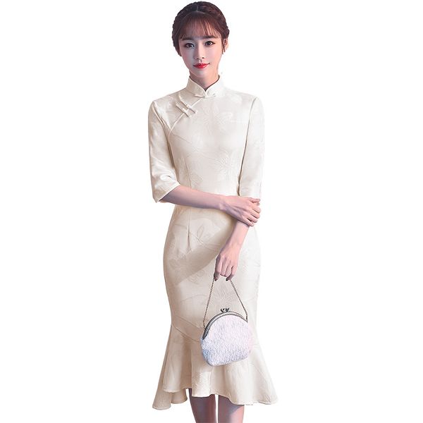 

new arrival chinese women's lace elegant catwalk qipao printed lady qipao dress cheongsam dress clothing size s  l xl xxl, Red